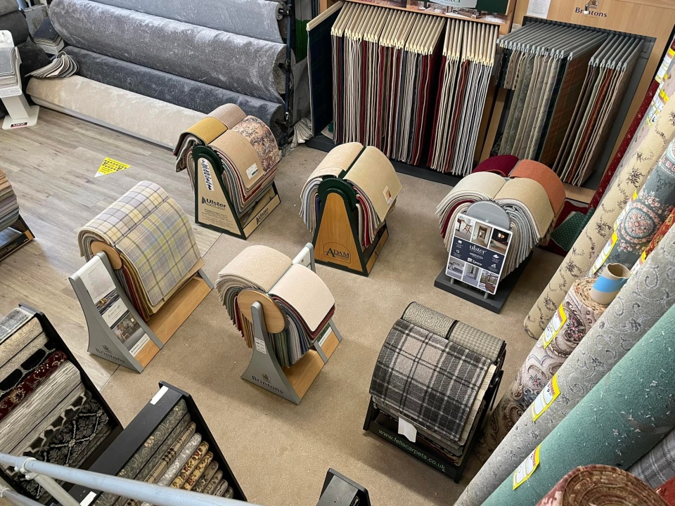 Carpet samples shown at crown carpet bed and warehouse