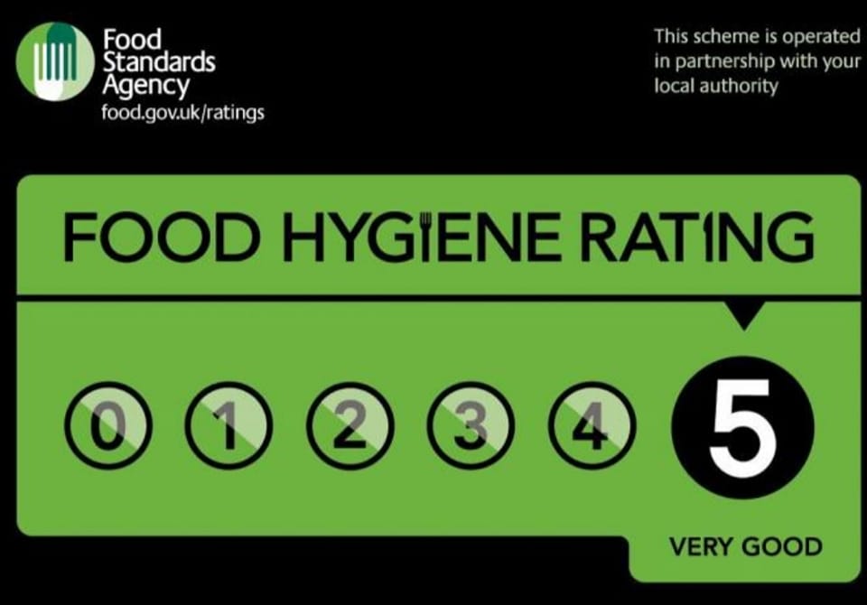 FSA food hygiene rating for the coffee barn, voted 5/5 very good