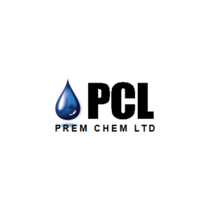 Logo. A blue tear on the left, and text reads 'PCL' in bold black text on the right hand side. Underneath the logo main text, text reads 'Prem Chem LTD'